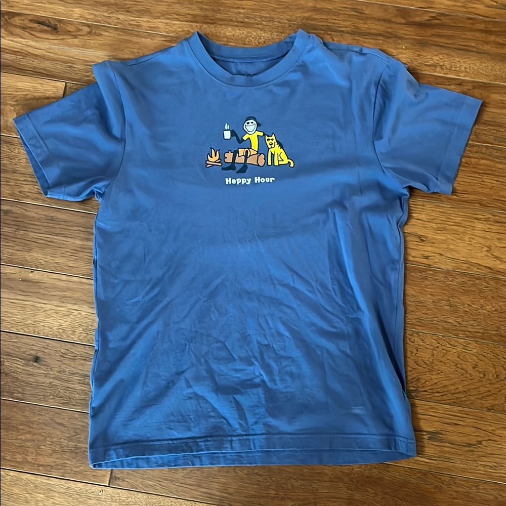 Unisex Blue 'Happy Hour' Graphic Tee